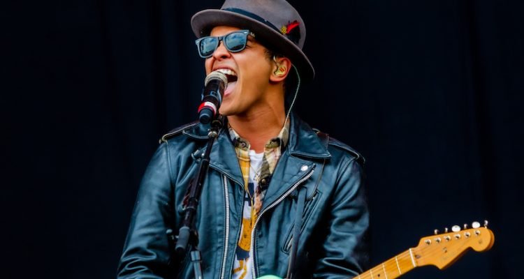 Bruno Mars performing at Rock Werchter music festival.