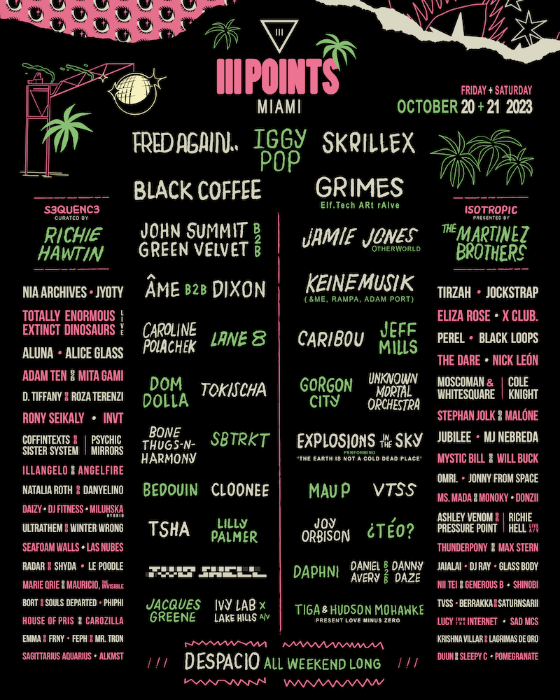 Miami's III Points Festival 2023 lineup poster