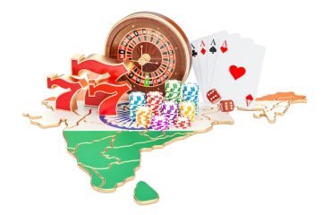 Casino and gambling industry in India concept, 3D rendering isolated on white background