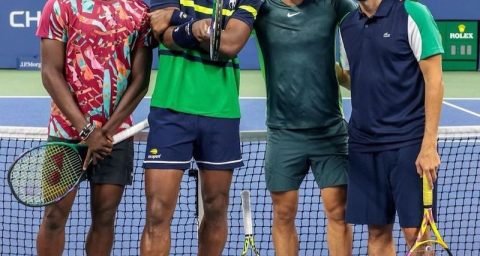 Sebastián Yatra joins tennis star Rafa Nadal at his academy for a practice session
