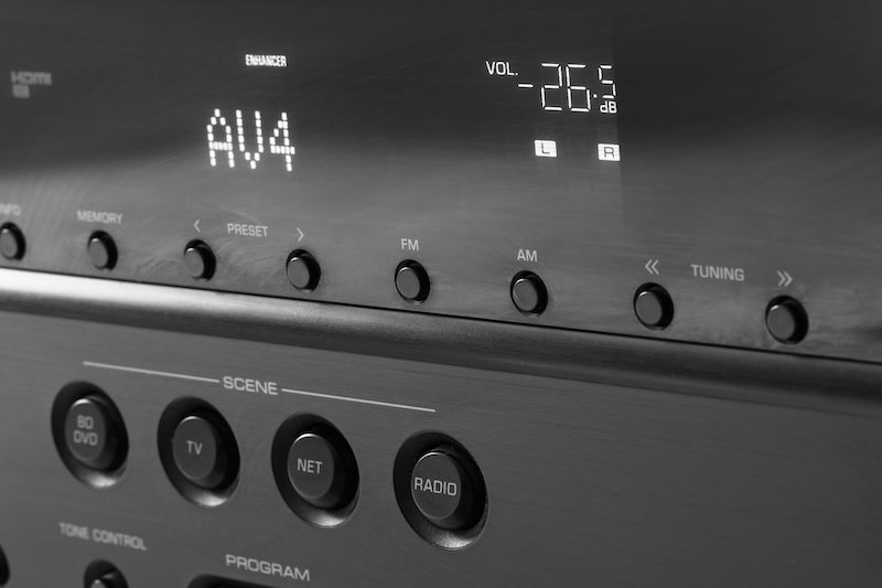 Front side of the AV receiver with display and controls. 
