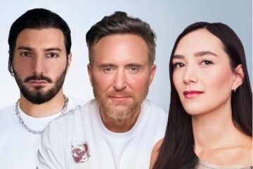 David Guetta, Maddison Love, and Alesso composite